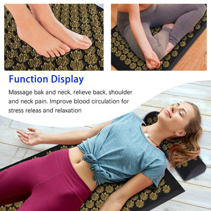 Shiatsu Acupressure Mat Spike Massage Pad Kuznetsov's Applicator Sport Fitness Cushion Pillow Massager Yoga Mat Pilates Exercise