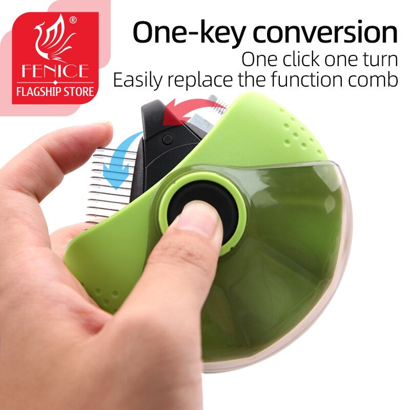 Fenice Pet Animal Hand-holding Care Comb Portable 3-in-1 for Cat Dog Pet Brush Comfort Hair Grooming Comb