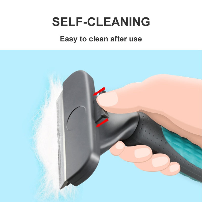 Benepaw Professional Self Cleaning Dog Comb Comfortable Handle Long Short Hair Pet Brush Grooming Effective Deshedding Tool