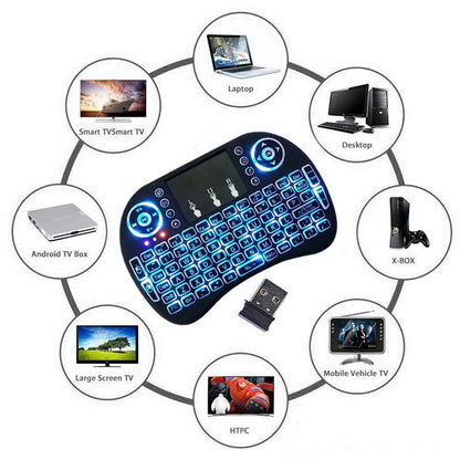 i8 Wireless Keyboard Backlight Air Mouse Remote Control Touchable Handheld for Smart TV Box Desktop PC 7 Color English Russian