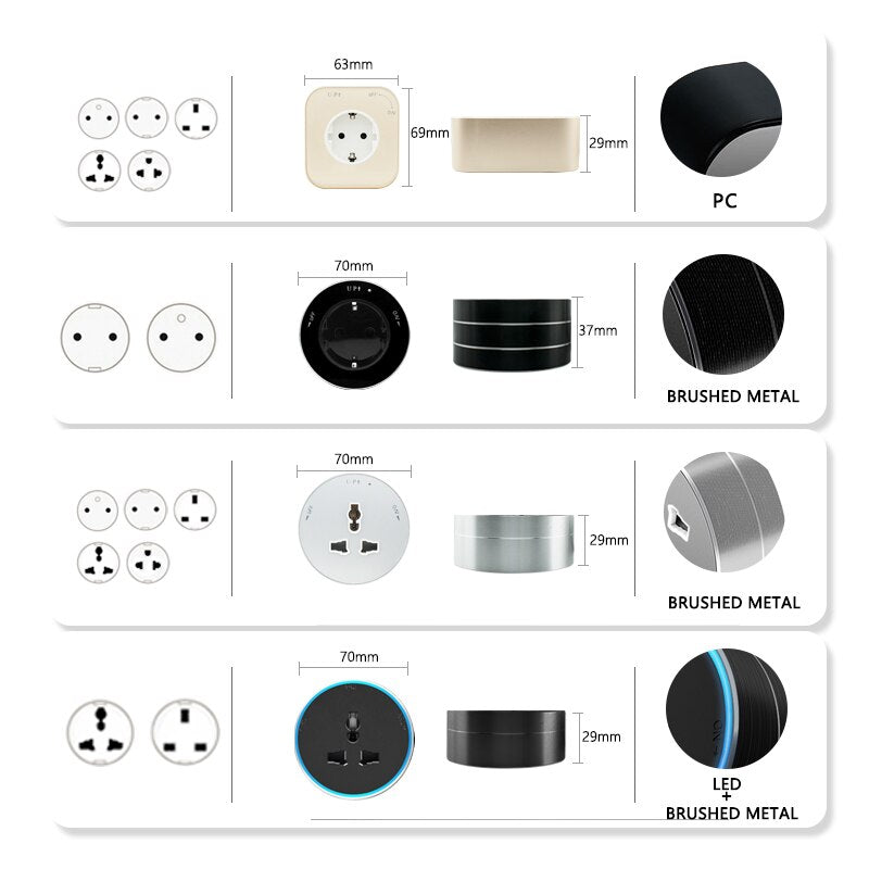 Avoir Electric Track Socket For Kitchen Extension Socket In to Table With LED Indicator Dual USB UK Universal Power Plug Adapter