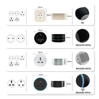 Avoir Electric Track Socket For Kitchen Extension Socket In to Table With LED Indicator Dual USB UK Universal Power Plug Adapter