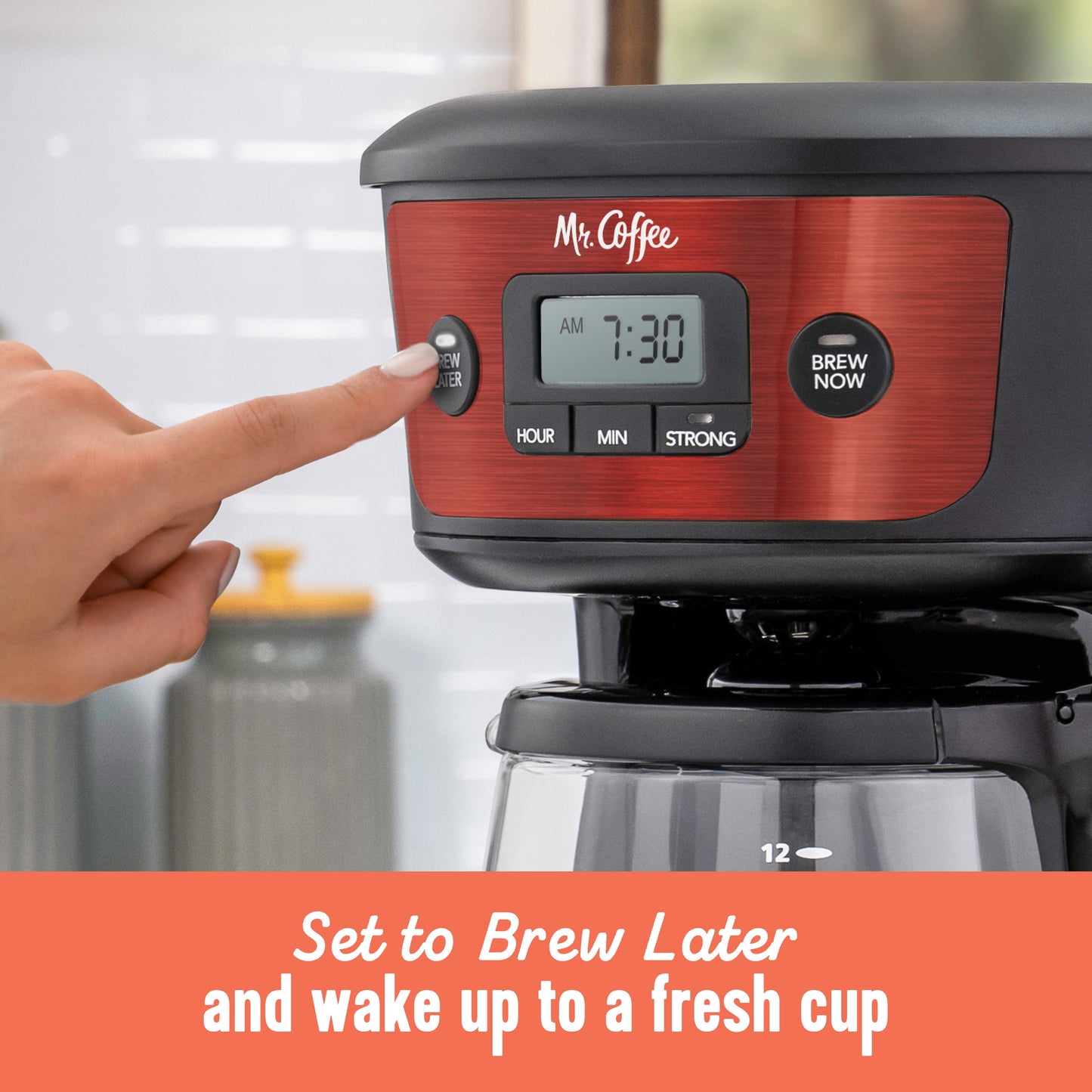 Mr. Coffee® 12-Cup Programmable Coffee Maker with Strong Brew Selector, Stainless Steel