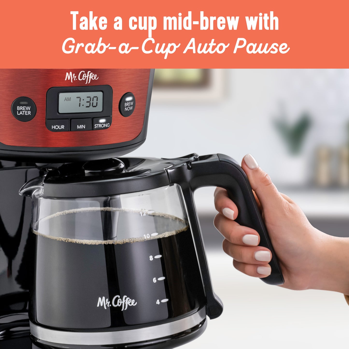 Mr. Coffee® 12-Cup Programmable Coffee Maker with Strong Brew Selector, Stainless Steel