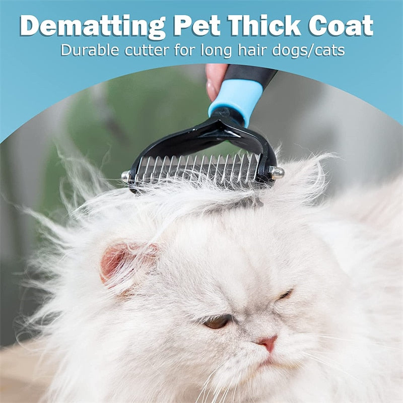 Professional Pet Deshedding Brush 2 Sided Dematting Dog Comb Cat Brush Rake Puppy Grooming Tools Undercoat Shedding Flying Hair