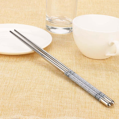 Stainless Steel Chopsticks Portable Non-slip Food Sticks Tableware Porcelain Patters Chinese Chopsticks Tableware Kitchen Tools