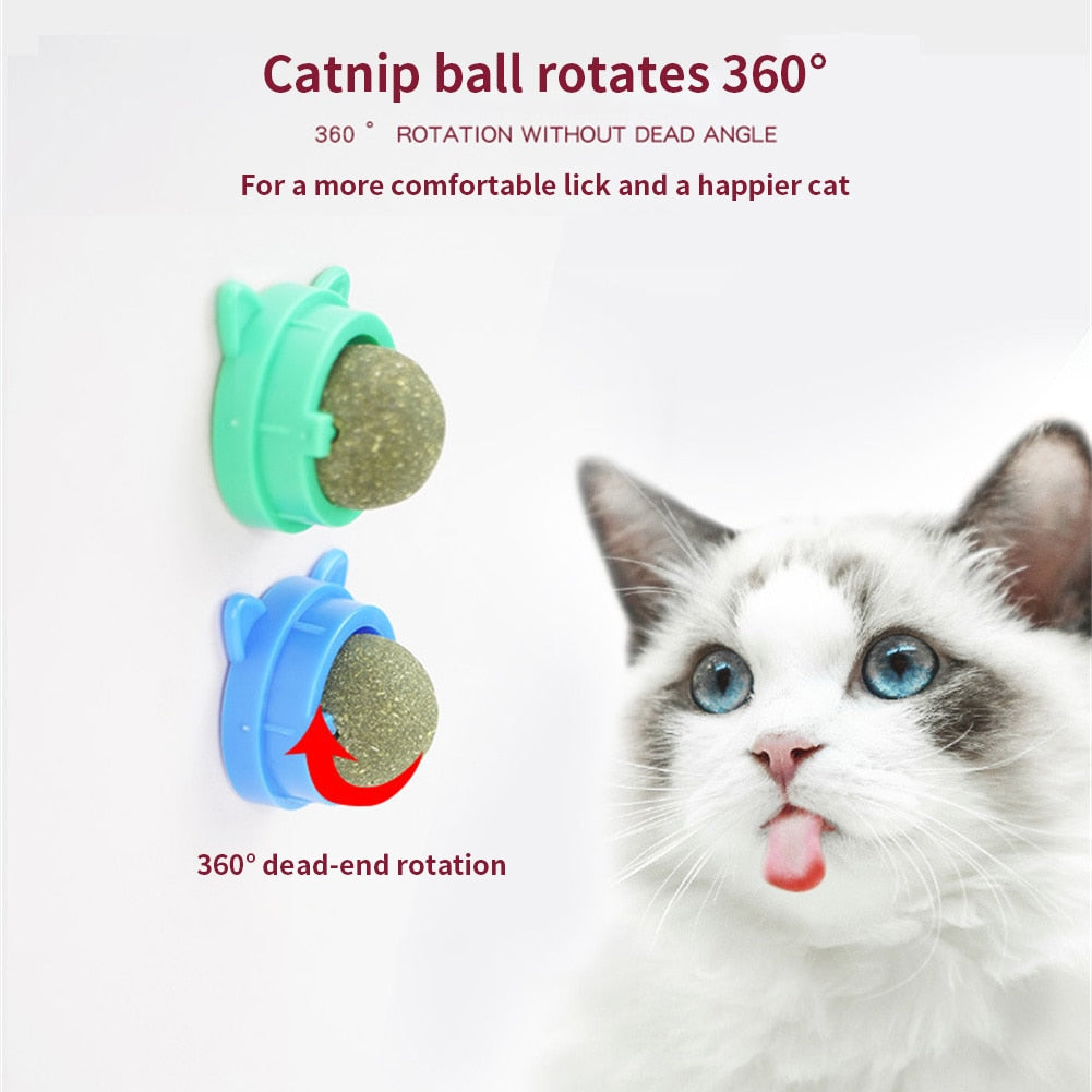 Catnip Toy Catnip Balls for Cat Wall Stick-on Licking Catnip Wall Ball Catmint Candy Catnip Toys Kitten Accessories Pet Supplies