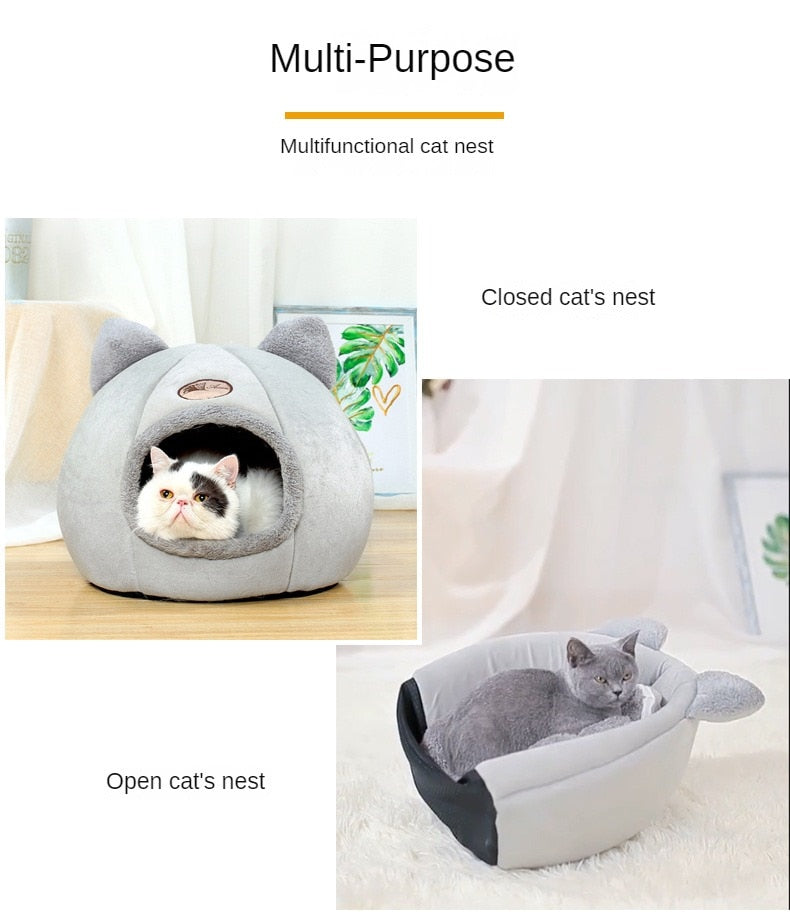 New Deep Sleep Comfort In Winter Cat Bed Iittle Mat Basket Small Dog House Products Pets Tent Cozy Cave Nest Indoor Cama Gato