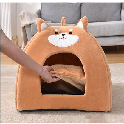 Pet House Cat Dog Kennel Autumn/Winter Warm Mat Kitten Small Puppy and Medium-Sized Kennel Is Machine Washable