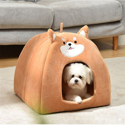 Pet House Cat Dog Kennel Autumn/Winter Warm Mat Kitten Small Puppy and Medium-Sized Kennel Is Machine Washable