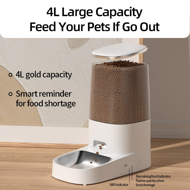 ROJECO Automatic Cat Feeder Pet Smart Cat Food Kibble Dispenser Remote Control WiFi Button Auto Feeder For Cats Dog Accessories