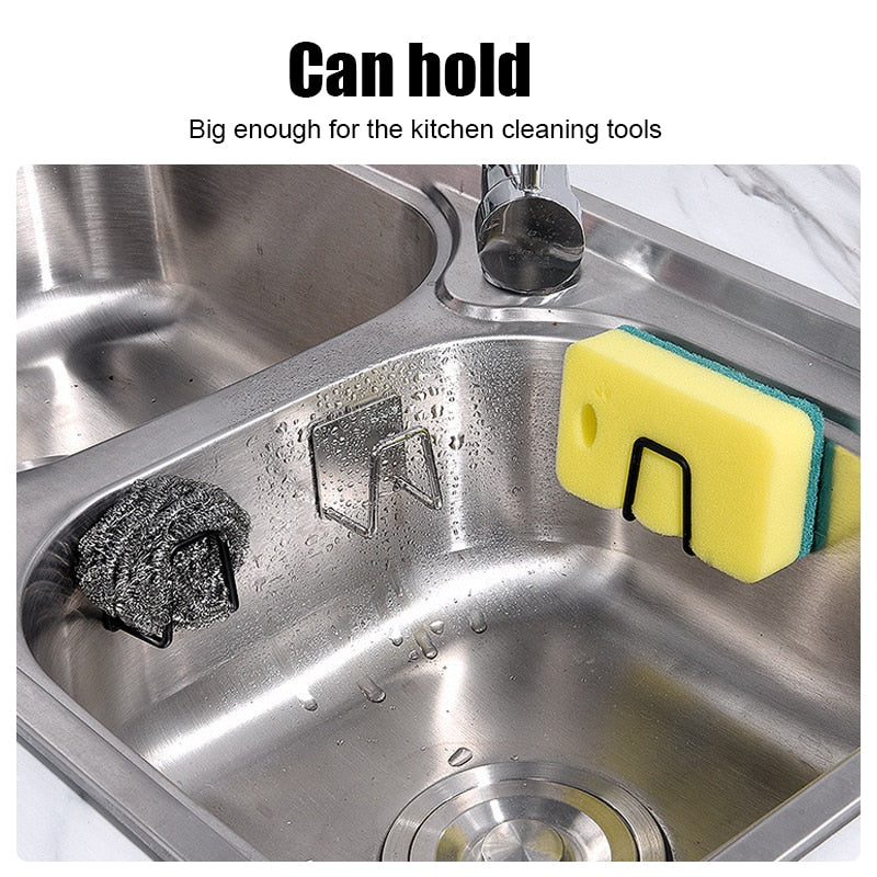 Kitchen Sponge Storages Sink Drain Drying Rack Shelf Toilet Bathroom Sponge Holder Cleaning Sponge Rack Hooks Accessories Tools