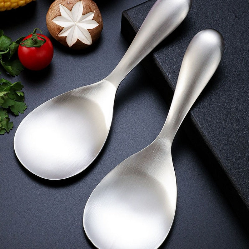 Stainless Steel Rice Spoon Large Capacity Rice Paddle Deepen Thicken Soup Spoon Dinnerware Tableware Kitchen Cooking Tools