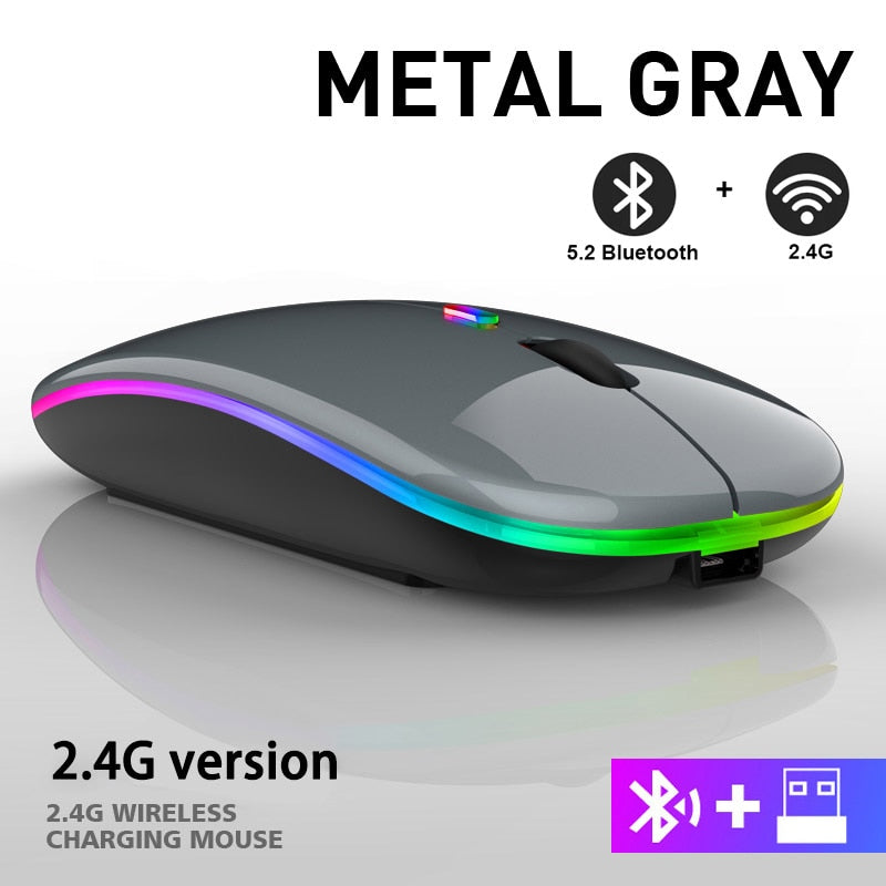 2.4G Wireless Mouse RGB Rechargeable Bluetooth Mice Wireless Computer Mause LED Backlit Ergonomic Gaming Mouse for Laptop PC