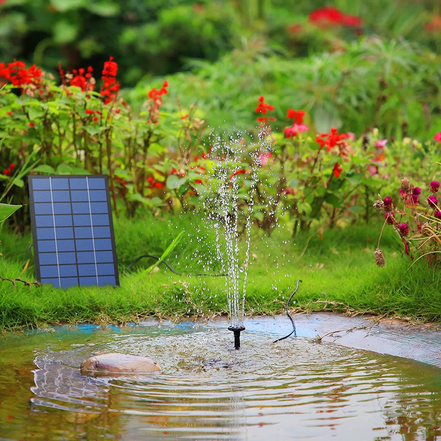 2.5W Solar Fountain Pump,with 6Nozzles and 4ft Water Pipe,Solar Powered Pump for Bird Bath,Pond,Garden and Other Places