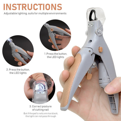 Professional Pet Nail Clipper Scissors Dog Cat Nail Toe Claw Clippers Scissor LED Light Nail Trimmer for Animals Pet Supplie