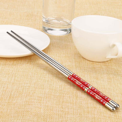 Stainless Steel Chopsticks Portable Non-slip Food Sticks Tableware Porcelain Patters Chinese Chopsticks Tableware Kitchen Tools