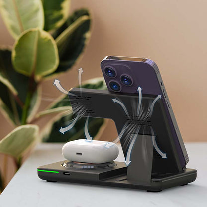 Foldable  Wireless Charger Stand for iPhone 14 13 Pro Fast Charging Dock Station for Apple Watch Ultra S8 S7 S6 AirPods Pro 2