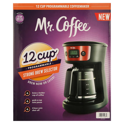 Mr. Coffee® 12-Cup Programmable Coffee Maker with Strong Brew Selector, Stainless Steel