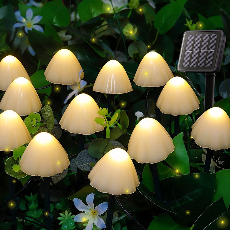 Outdoor Solar Garden Lights Set of 12 Mini Solar Mushroom Light Outdoor Waterproof Cute Mushroom Shaped Pathway Landscape Lights