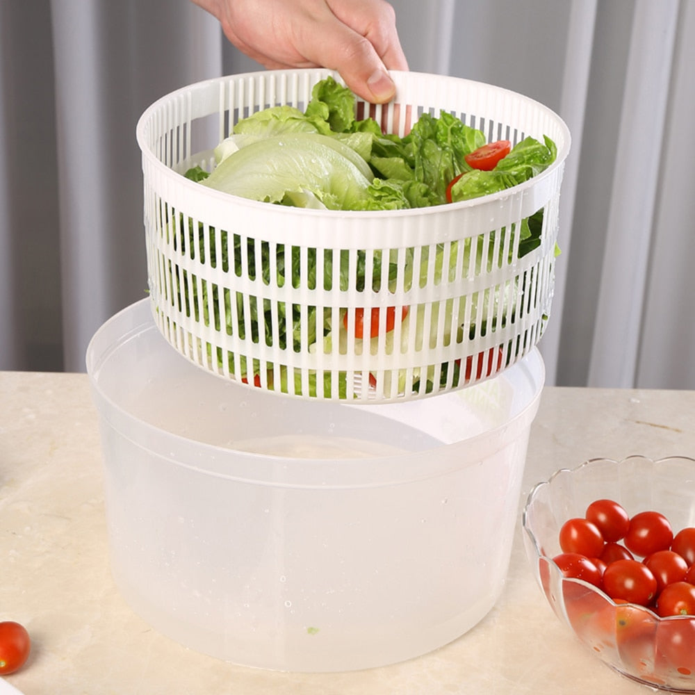 Salad Spinner Vegetable Lettuce Greens Dryer Washer Crisper Vegetable Centrifuge Salad Drying for Greens Kitchen Accessories