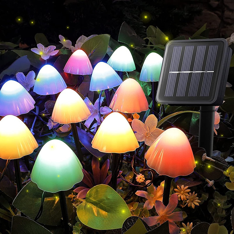 Outdoor Solar Garden Lights Set of 12 Mini Solar Mushroom Light Outdoor Waterproof Cute Mushroom Shaped Pathway Landscape Lights