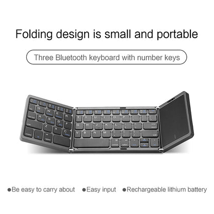 HUWEI Mini Folding Wireless Bluetooth Keyboard Russian Spanish Arabic Hebrew Portugues with Touchpad for Windows, Android, IOS