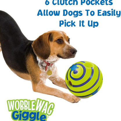 Wobble Wag Giggle Glow Ball Interactive Dog Toy Fun Giggle Sounds When Rolled or Shaken Pets Know Best As Seen On TV