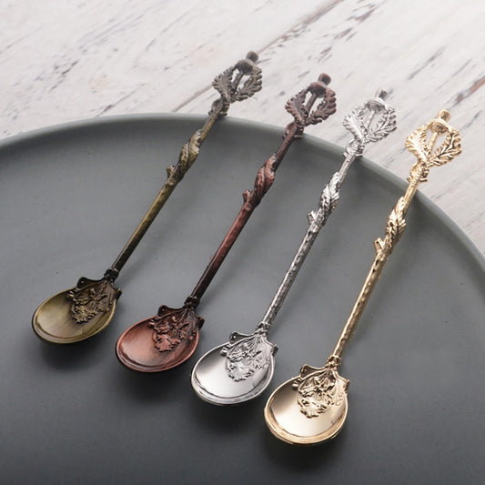 Vintage European Court Coffee Spoon Metal Tableware Stirring Drink Colorful Dessert Spoon Shape Ice Cream Scoop Teaspoon