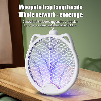 New Folding Electric Mosquito Swatter Rechargeable Durable Household Four-in-one Mosquito Swatter Fly Swatter Lithium Battery