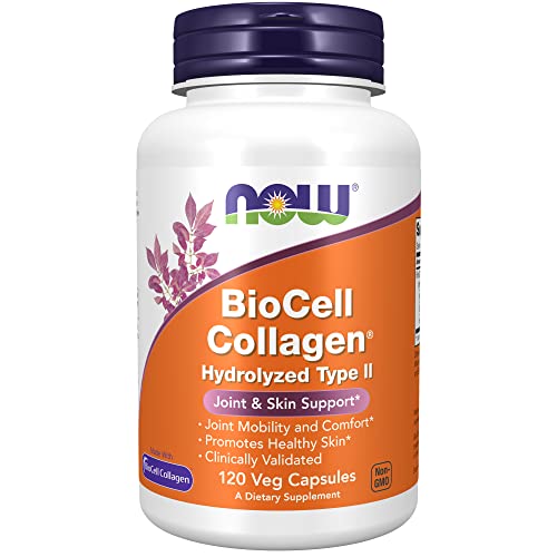 NOW Supplements, BioCell Collagen® Hydrolyzed Type II, Clinically Validated, 120 Veg Capsules