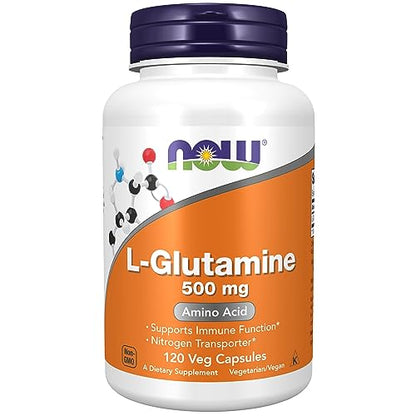 NOW Supplements, L-Glutamine 500 mg, Nitrogen Transporter*, Amino Acid, 120 Veg Capsules