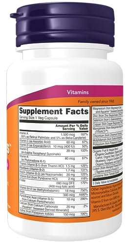 NOW Supplements, Daily Vits™with Fruit & Veggie Blend, Lutein and Lycopene, 30 Veg Capsules