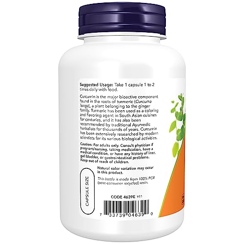 NOW Supplements, Turmeric Curcumin, Derived from Turmeric Root Extract, Herbal Supplement, 120 Veg Capsules