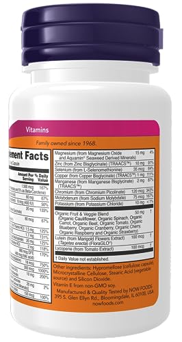 NOW Supplements, Daily Vits™with Fruit & Veggie Blend, Lutein and Lycopene, 30 Veg Capsules