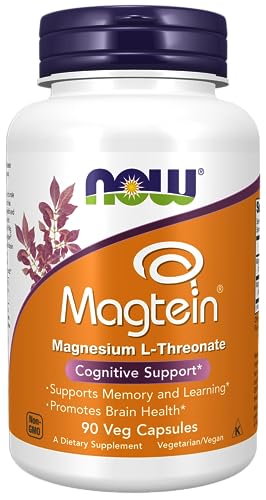 NOW Supplements, Magtein™ with patented form of Magnesium (Mg), Cognitive Support*, 90 Veg Capsules