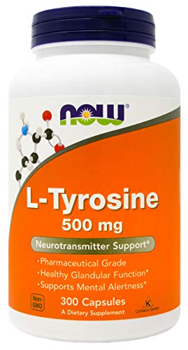 Now Foods L-Tyrosine 500mg, 300 Capsules - Non GMO - Supports Mental Alertness - 500 mg Caps - Free Form Supplement