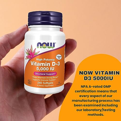 Now Supplements Vitamin D3 5000 IU Softgels - Now Vitamin D3 High Potency Formula for Structural Support - Vitamin D Supplements 240 Count D3 Vitamin, Organic Vitamin D3 5000 IU Softgels & keychain