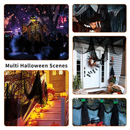 Yunfan 590" x 30" Halloween Creepy Cloth Spooky Halloween Decorations Indoor Outdoor Haunted House Party Decor Supplies Backdrops for Garden,Doorways,Yard,Home,Windows