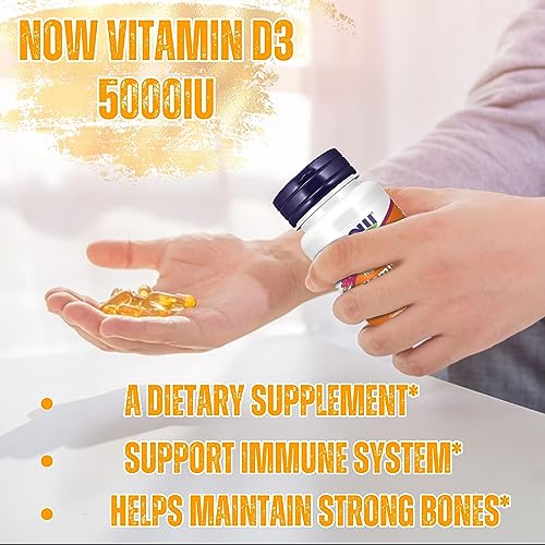 Now Supplements Vitamin D3 5000 IU Softgels - Now Vitamin D3 High Potency Formula for Structural Support - Vitamin D Supplements 240 Count D3 Vitamin, Organic Vitamin D3 5000 IU Softgels & keychain