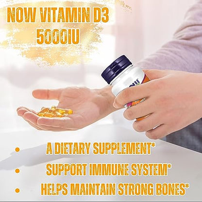 Now Supplements Vitamin D3 5000 IU Softgels - Now Vitamin D3 High Potency Formula for Structural Support - Vitamin D Supplements 240 Count D3 Vitamin, Organic Vitamin D3 5000 IU Softgels & keychain