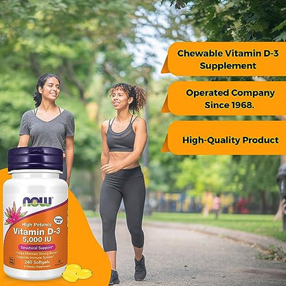 Now Supplements Vitamin D3 5000 IU Softgels - Now Vitamin D3 High Potency Formula for Structural Support - Vitamin D Supplements 240 Count D3 Vitamin, Organic Vitamin D3 5000 IU Softgels & keychain