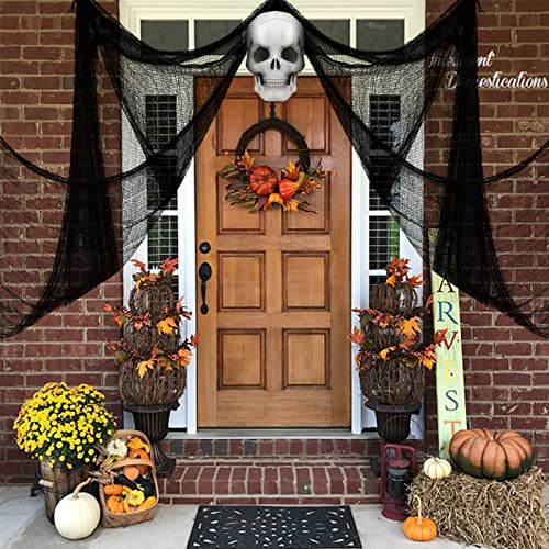 Yunfan 590" x 30" Halloween Creepy Cloth Spooky Halloween Decorations Indoor Outdoor Haunted House Party Decor Supplies Backdrops for Garden,Doorways,Yard,Home,Windows